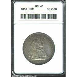 1861 50C MS61 ANACS.
