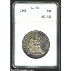 1866 50C AU55 ANACS.