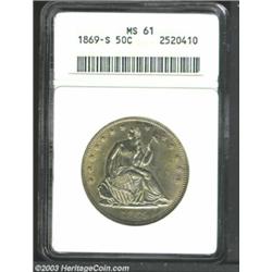 1869-S 50C MS61 ANACS.
