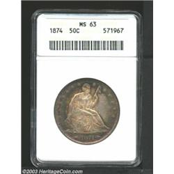 1874 50C Arrows MS63 ANACS.