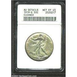 1919-S 50C --Cleaned--ANACS. AU Details, Net XF45.