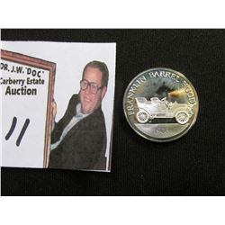 Sterling Silver Medal "1906 Franklin Barrel Hood", Proof, 26mm; & an advertising Card "Today's Best 