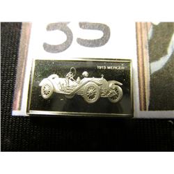 "1913 Mercer" Sterling Silver ingot, Proof, 10mm x 17mm & 1922 "Automobile Certificate Fifty Dollars
