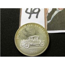 Group of (9) Stamp type Stickers, all Automobile related &  Sterling Silver Medal "1914 Hupmobile Se