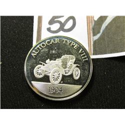 Group of (13) Stamp type Stickers, all Automobile related & Proof Sterling Silver Meda l"1904 Autoca