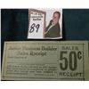 Image 1 : (Lamars, Iowa) Depression Scrip "Junior Business Builder Sales Receipt Sales 50c Receipt". Unissued.