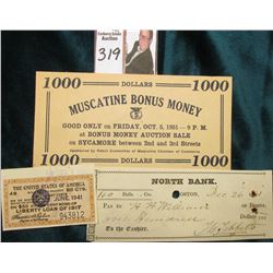 1000 Dollars 1000 Muscatine Bonus Money Good Only on Friday, Oct. 5, 1951…Sponsored by Retail Commit