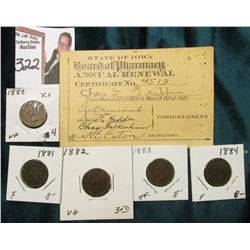 "State of Iowa Board of Pharmacy Annual Renewal Certificate No. 4513 From March 22nd 1920 to March 2