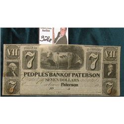 18__ Seven Dollar "Peoples' Bank of Paterson"  State of New Jersey, Broken Bank Note, either Unissue