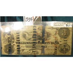 Williamsburg, N.Y. Three Dollars Hole cancelled in several places "COUNTERFEIT J.A.S. QUINNIPIACK BA