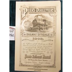 Early Vignette Advertising sheet "Poor's Directory Railway Officials 1892…Poor's Railroad Manual…70 