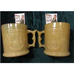 (2) "Whataburger Nickel Coffee" Cream-colored Glass Coffee cups depicting the reverse of a Buffalo N