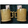 Image 1 : (2) "Whataburger Nickel Coffee" Cream-colored Glass Coffee cups depicting the reverse of a Buffalo N