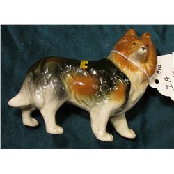 "Hand Decorated" China Collie Dog. Japan. Sticker on back says "Iowa State Fair 1854 Centennial 1954