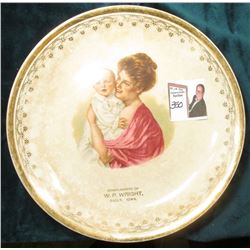 "D.B. McMord Pottery Co., East Liverpool, Ohio" Gold-rimmed China Plate with picture of Mother and B