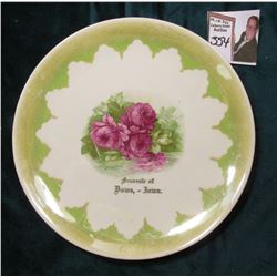 "C.P. & Co." China Saucer "Souvenir of/Dows, - Iowa." Roses in central design.