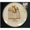 Image 1 : 1912 Calendar Saucer "Compliments J.H. Dethlefs,/Ricketts, Iowa", Owl standing on book opened to the