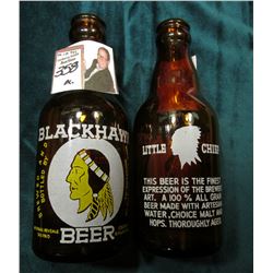 (2) Amber colored bottles labeled "Blackhawk Beer Rock River Brewing Co. Rockford, Ill….", "Little C