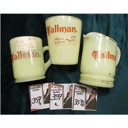 "Tallman" Three-piece Custard Set, Milk glass.