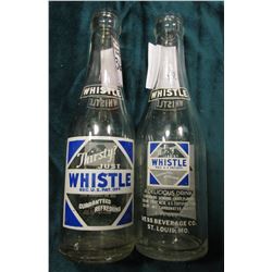 Pair of 1947 era Pop Bottles: "Thirsty? Just Whistle" Vess Beverage Co. St. Louis, Mo. & Belleville 