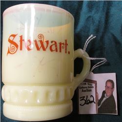 "Stewart." (Minnesota or Nevada) Milk Glass  3" Custard cup. 'Doc' originally valued at $48.00.