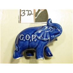 "HRUSKA", "G.O.P." Embossed Blue China Elephant.