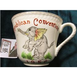 "Republican Convention/1956" Coffee Cup depicting an Elephant up on his back legs. "Made in Japan" T