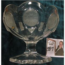 1886 Clear Coin Glass Compote. 4 1/4" diameter. 3 5/8" tall.