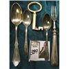 Image 1 : 4 pcs. of Old Silverware and an Unusually Large old Key, which maybe brass.