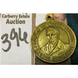 Brass Pendant "Founder of Modern Railways George Stephenson", "Commem. Medallion Railway Centenary 1