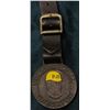 Image 1 : Brass Watch Fob with leather strap "Professional Operator", "Cranes &/Excavators Unlimited/Harnische