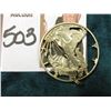 Image 2 : Super Piece of Cut-out Art: 1943 Walking Liberty Half Dollar made into a pendant with design and let