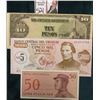 Image 1 : WW II Japanese Occupation of the Philippines Ten Pesos Note; 5000 Pesos Uruguay Note; & 1964 Indones