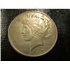 Image 1 : 1922 P U.S. Peace Silver Dollar, VF, Original toning & Tobacco Box label in mint condition "Landmark