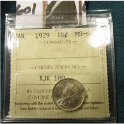 1929 10C Silver Canada ICCS 63 #XJK-180