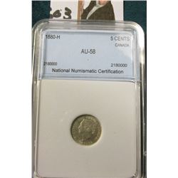 1880H Silver 5C Canada Lustrous NNC CH.AU #2180000