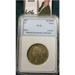1870LCW Silver 50C Canada Scarce CH.XF  NNC 45 #2180003