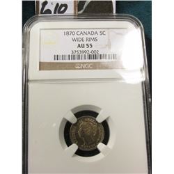 1870{Wide Rims} Silver 5C Canada NGC 55 #3753992-002