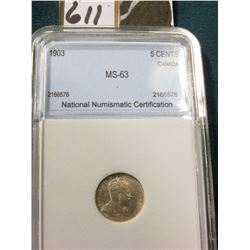 1903 Silver 5C Canada NNC 63 #2166576 Blast White