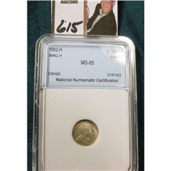 1902H{Small H} Silver 5C Canada NNC 65 #2191422 Scarce Variety