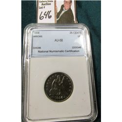 1854Arrows 25C Silver NNC AU58 #2205346 CH.AU Attractive Tone