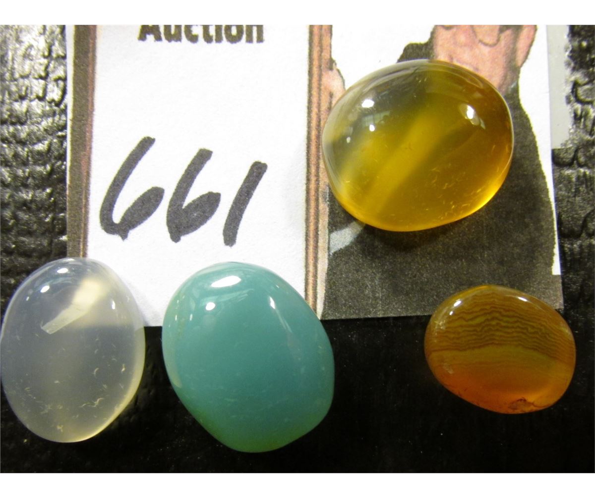34Carats Natural Stone Cabochons of Jade, Amber & Moonstone