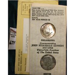 1964 P & D Kennedy Half-Dollar Set in original  "Tidy House Products Co." Advertising holder.