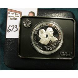 1973 American Revolution Bicentennial Commemorative Proof Sterling Silver Medalion in original felt-