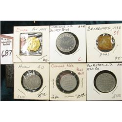 (6) Different Good For Tokens including: "Parkston, S.D.", "Exira, Ia.", "Osmond, Ne.", "Huron, S.D.