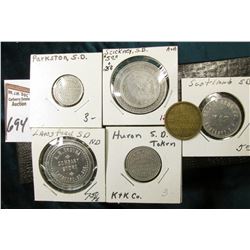 (8) Different Good For Tokens including: "Parkston, S.D.", "Lansford, S.D.", "Stickey, S.D.", "Huron