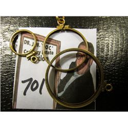 (3) Gold Colored coin bezels. (1) is Gold-filled and the other two you can't read metal content.