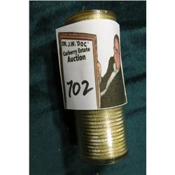 1958 D Gem BU Original Roll of Washington Quarter-dollars in a plastic tube. (40 pieces).