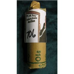 1957 D Gem BU Original paper-wrapped Roll of Washington Quarter-dollars. (40 pieces).