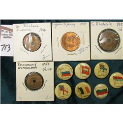 (4) Different Rhodesia Coins, which 'Doc' had valued at over $20.00; & (7) Foreign flag depicting Ad
